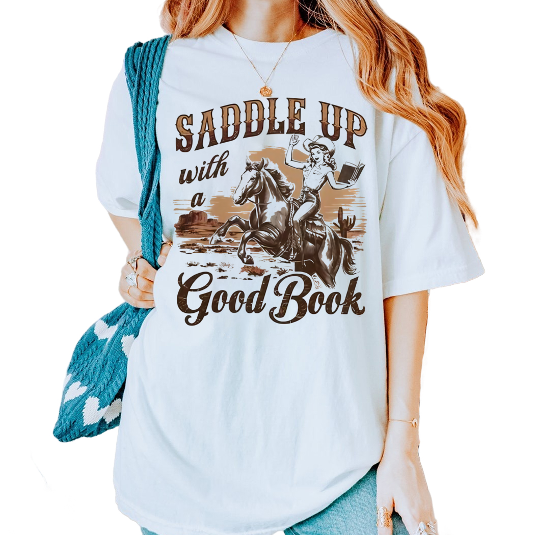 Saddle Up With A Good Book Cowgirl Shirt, Cowboy Romance Shirt, Howdy Shirt