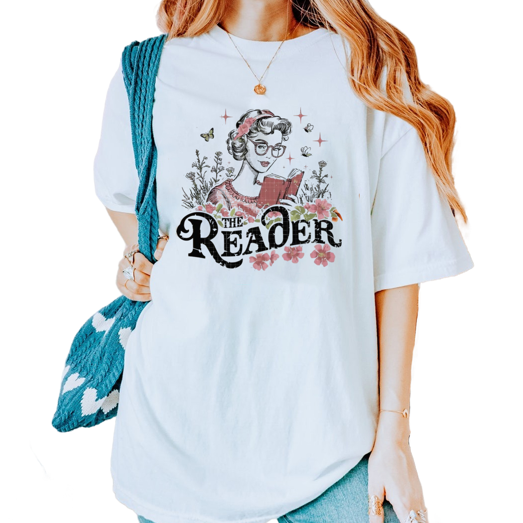 The Reader Bookish Shirt, Flowers Book Girl Shirt, Book Wildflowers