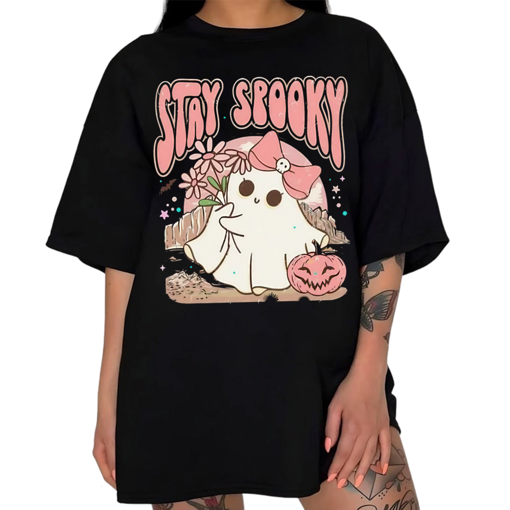 Retro Stay Spooky Shirt, Vintage Fall Shirt, Cute Ghost Shirt, Spooky Season, Bookish Gift