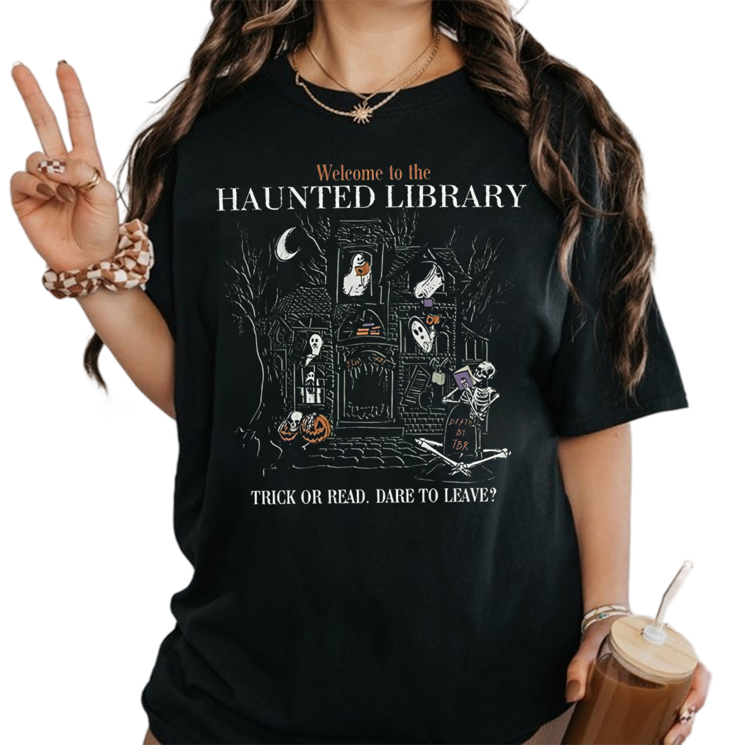 Haunted Library Shirt, Librarian Bookish Shirt, Ghost Reading Shirt, Funny Bookish