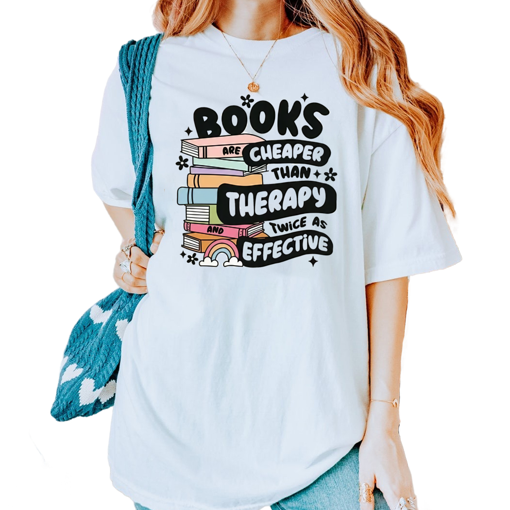 Books Cheaper Than Therapy Twice As Effective Shirt, Dark Academia, Book Club Shirt, Reading Shirt