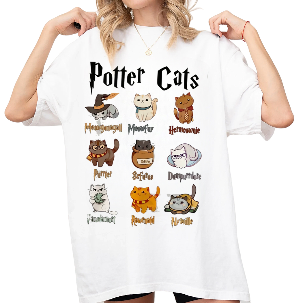 Potter Cats Shirt, Cat Lover Shirt, Potter Tee, Wizard School Shirt, Harry Potter Shirt