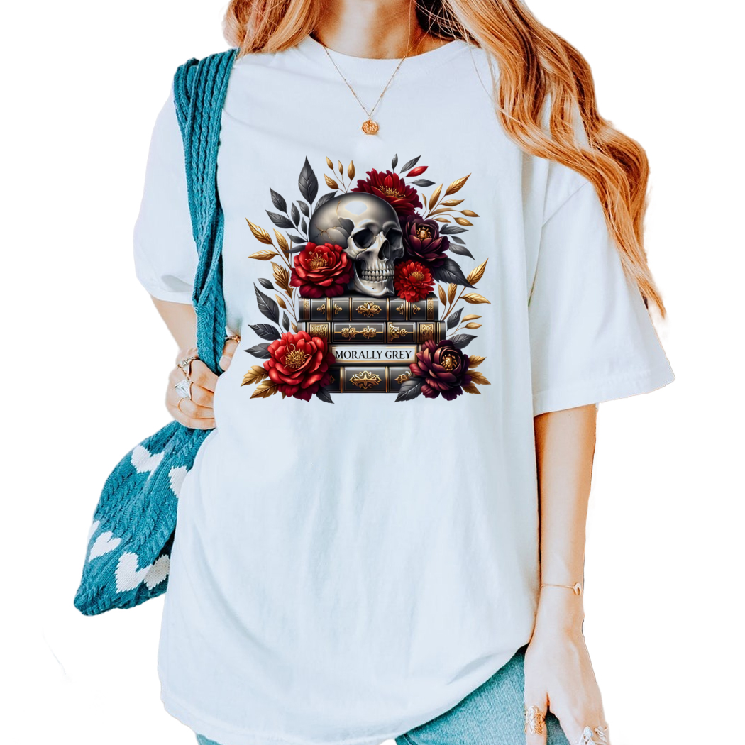 Morally Grey Shirt, Skeleton Shirt, Spooky Season, Romantasy Romance, Spicy Book Club, Halloween Gift