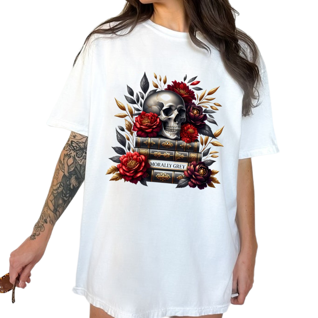 Morally Grey Shirt, Skeleton Shirt, Spooky Season, Romantasy Romance, Spicy Book Club, Halloween Gift