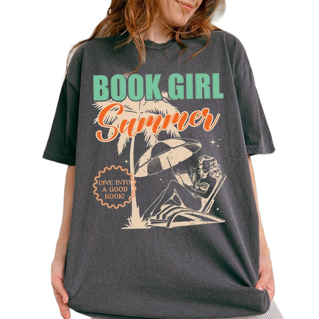 Girl Reading Book Girl Summer Beach Lover Summer Shirt Gift for Book Lover