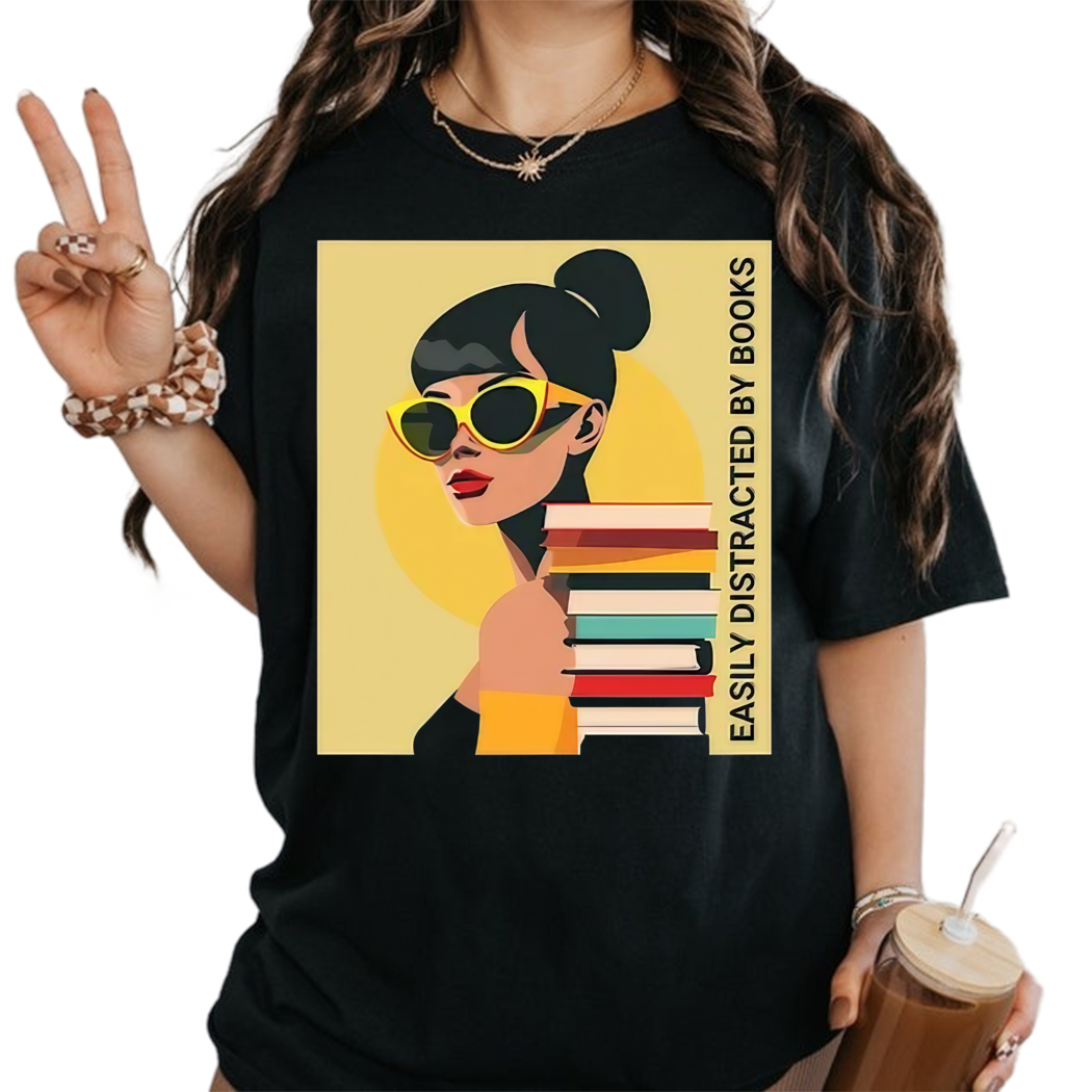 Girl Easily Distracted By Books Shirt Librarian Shirt