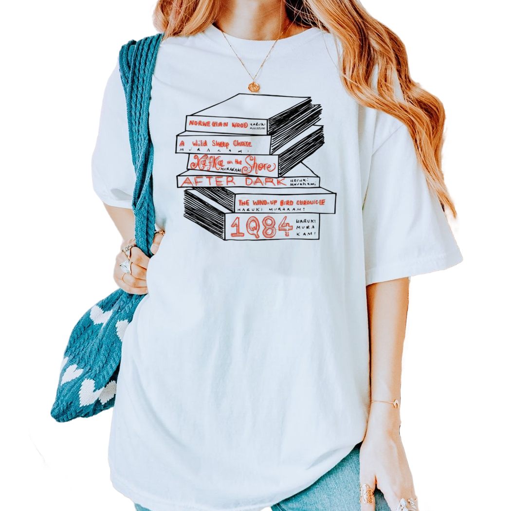 Haruki Murakami Book Stack Shirt Reading Shirt Gift for Book Lover