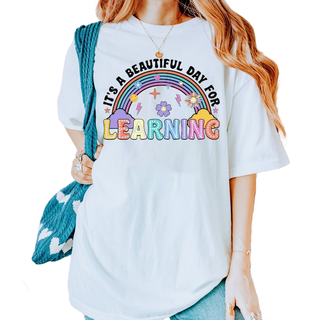 Rainbow It Is A Beautiful Day For Learning Shirt Gift for Book Lover Book Club Shirt