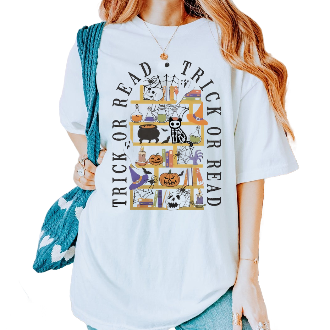 Witch Ghost Trick or Read Halloween Book Shirt, Book Lover Gift