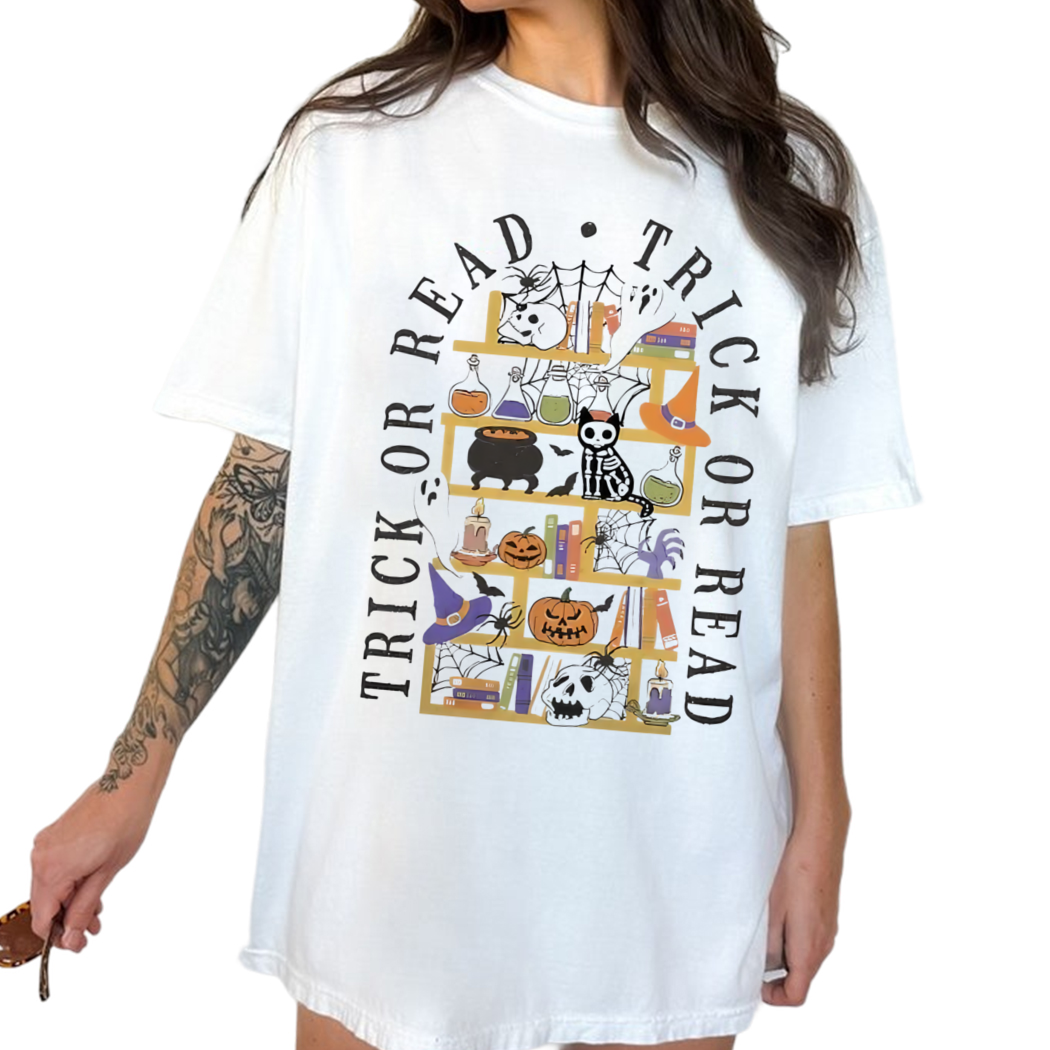 Witch Ghost Trick or Read Halloween Book Shirt, Book Lover Gift