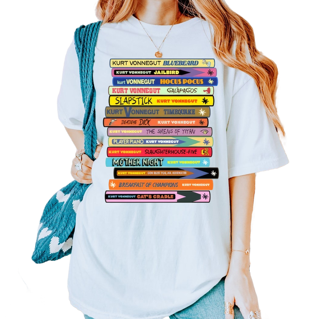 Vonnegut Book Stack Shirt, Gift for Book Lover, Booktok Book