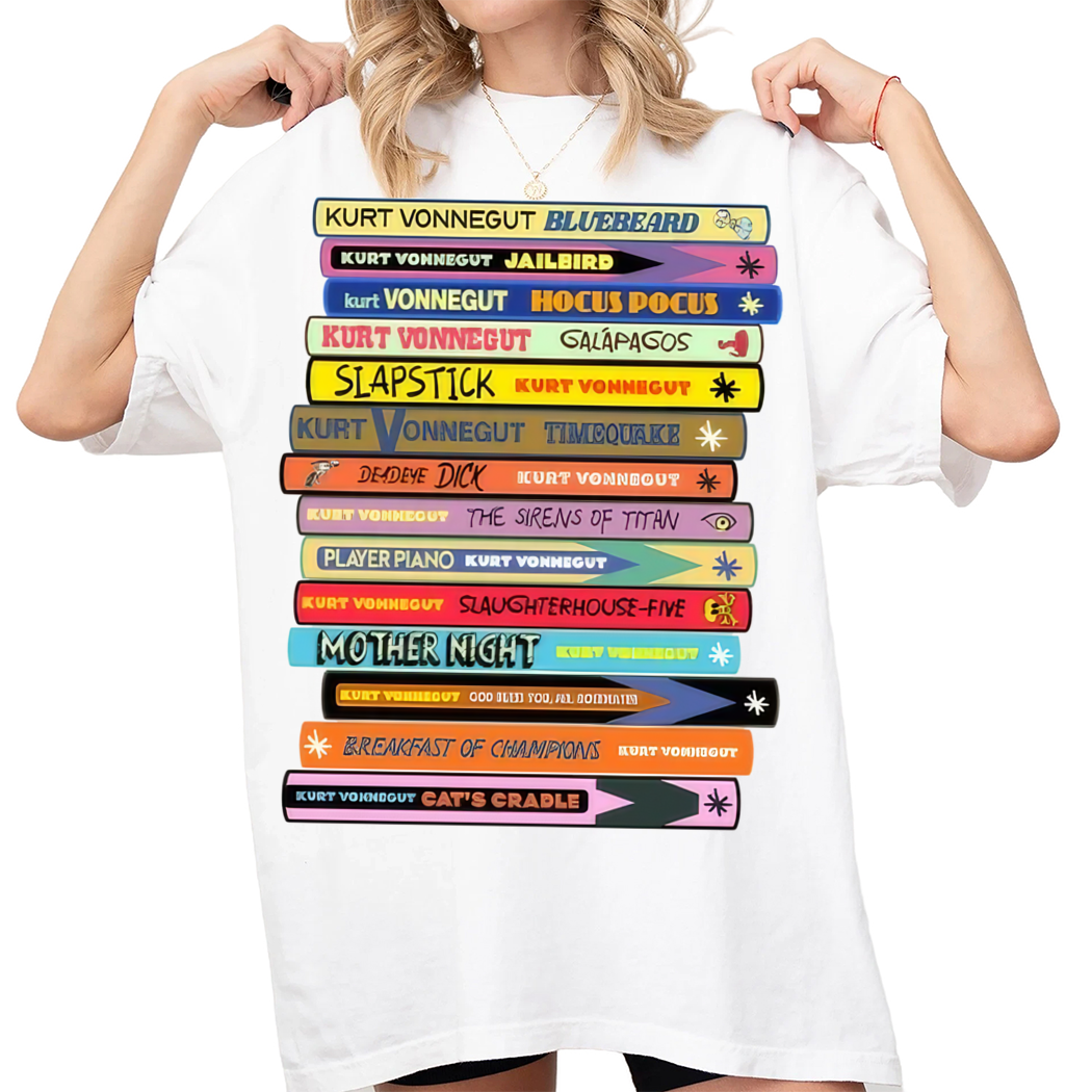 Vonnegut Book Stack Shirt, Gift for Book Lover, Booktok Book