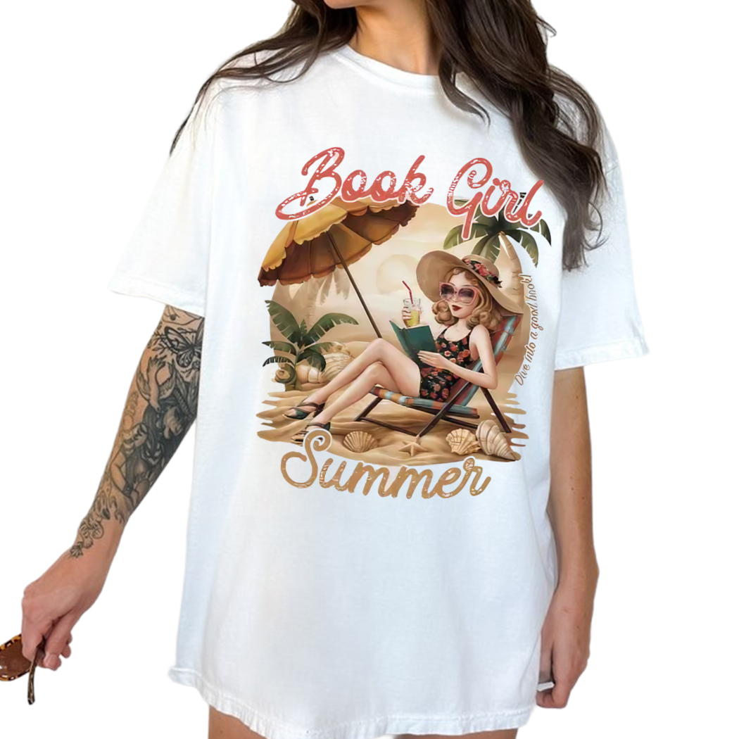 Book Girl Summer Beach Lover Funny Reading Shirt, Girly Bookish Shirt