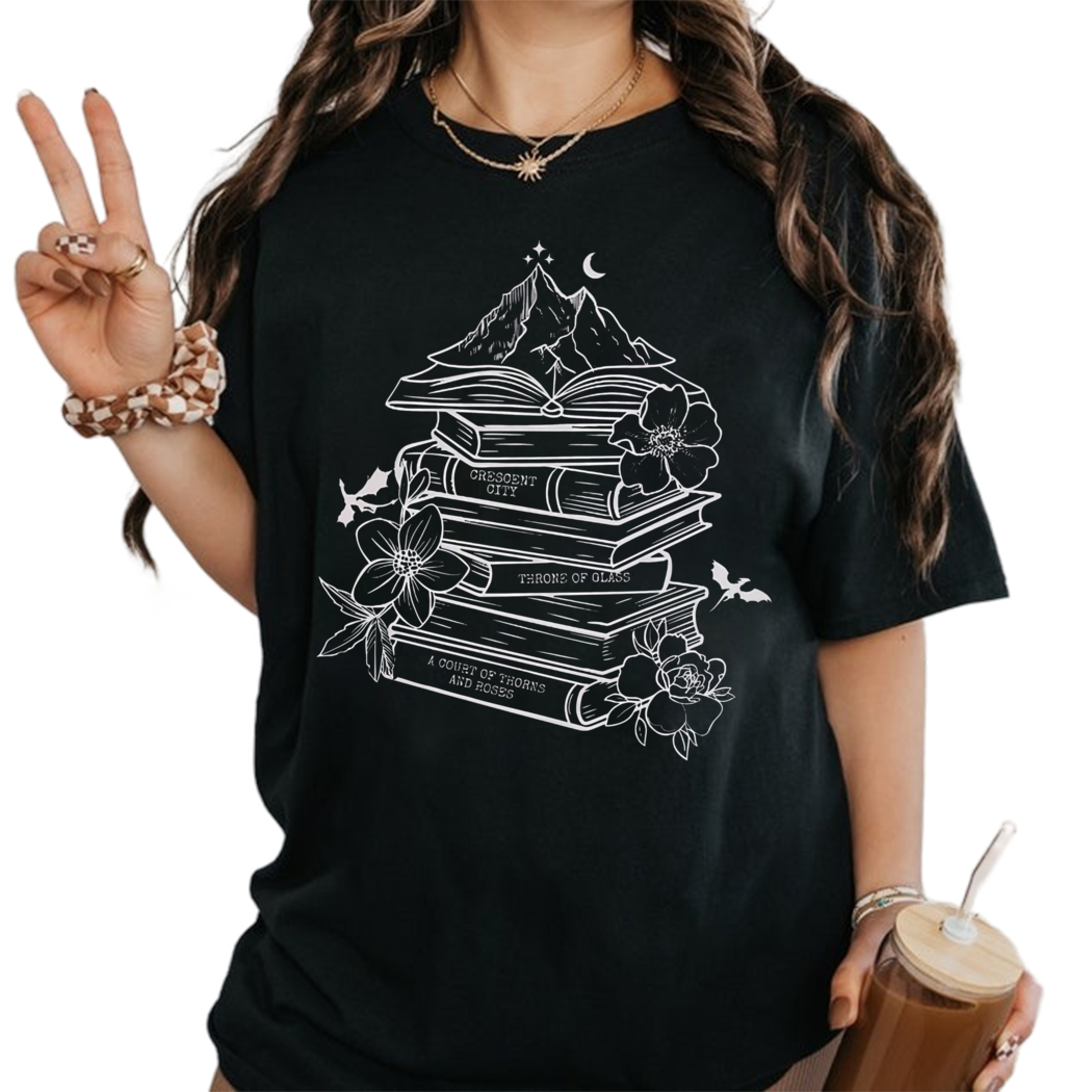 Acotar Book Stack Sarah J Maas Shirt, Acotar Merch, Bookish Gift for Her