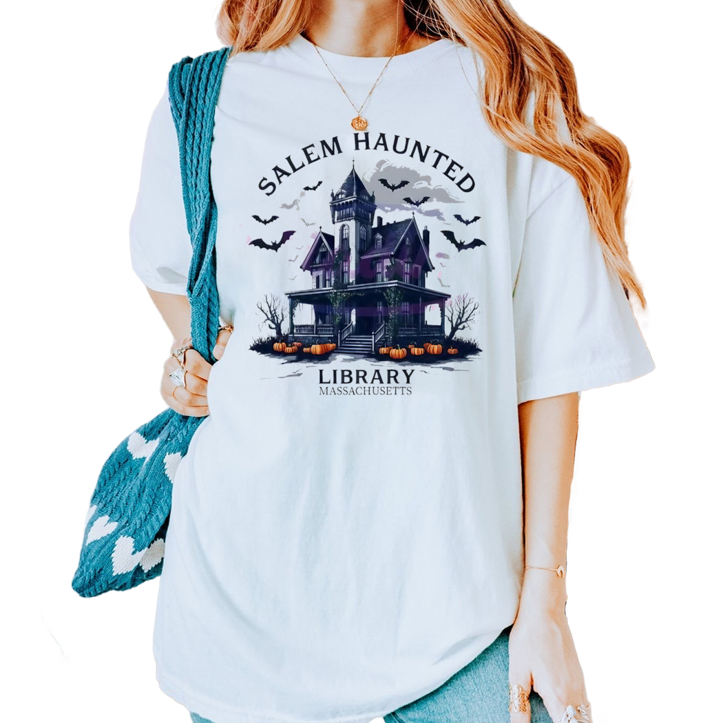 Castle Salem Haunted Library Massachusetts Halloween Book Shirt, Funny Bookish