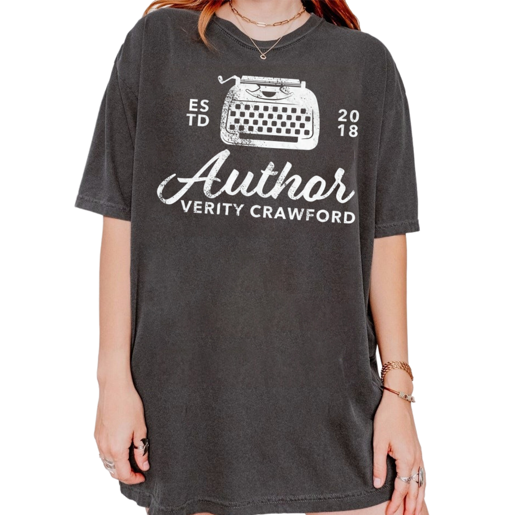 Typewriter Verity Crawford Author Distressed Shirt, Reading Shirt, Book Nerd Shirt