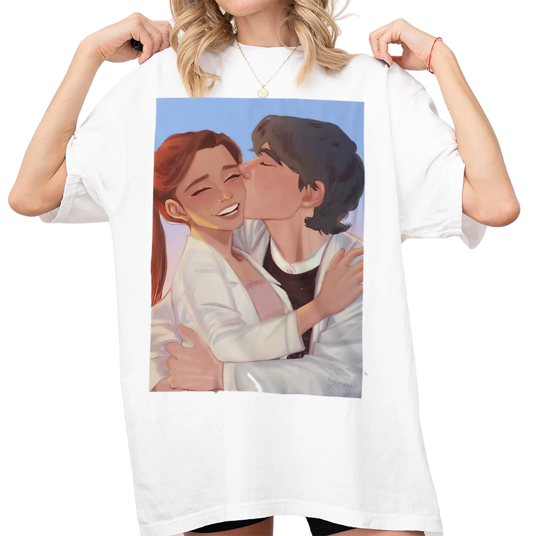 Olive and Adam Kiss The Love Hypothesis Shirt, Librarian Shirt, Gift for Book Lover